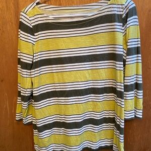 Ann Taylor LOFT Striped Green and White Women's Top